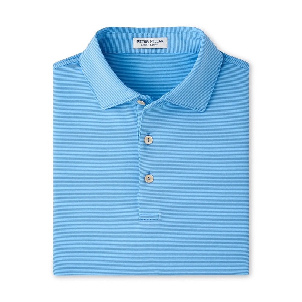 Peter Millar Summer Comfort Polo Mens XL Blue Striped Performance Shirt golf